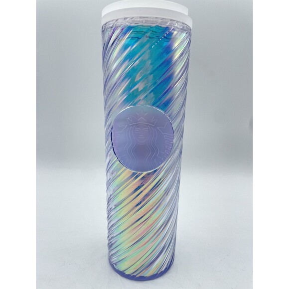 Starbucks Silver Iridescent Swirl 16 Oz Travel Mug Tumbler 2022 Bs241 - Picture 9 of 16